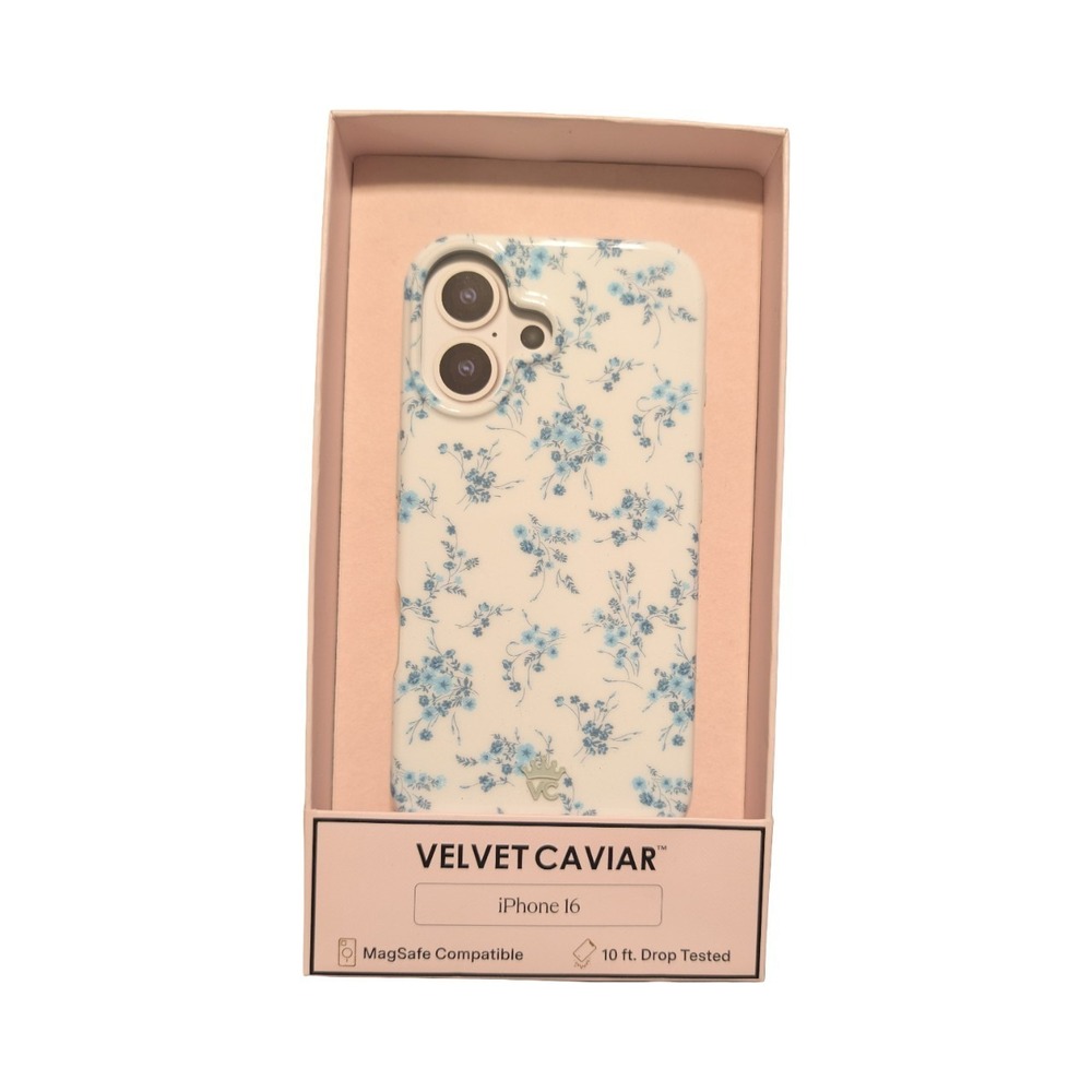 J3-N VELVET CAVIAR Apple iPhone 16‎ MagSafe Case - Blue & White Floral